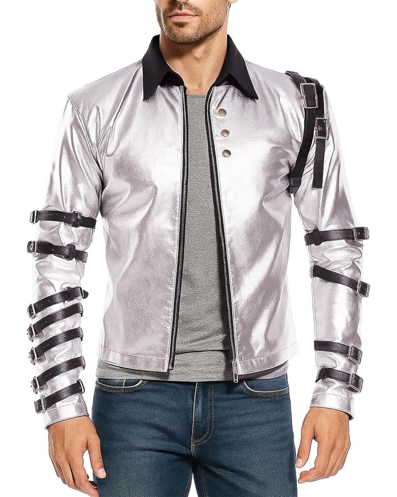 Michael Jackson Bad Tour Silver Buckle Sleeve Jacket | Iconic Stage Punk Style Michael Jackson Bad Tour Silver Buckle Sleeve Jacket | Iconic Stage Punk Style