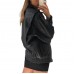 Laverapelle Women's Genuine Lambskin Oversized Bomber Leather Jacket (Black, Bomber Jacket) - 2621002 Laverapelle Women's Genuine Lambskin Oversized Bomber Leather Jacket (Black, Bomber Jacket) - 2621002