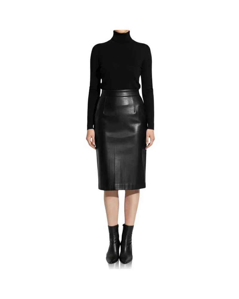 Laverapelle Women's Lambskin Leather High Waisted Bodycon Midi Skirts (Black, Midi Skirt) - 2625003 Laverapelle Women's Lambskin Leather High Waisted Bodycon Midi Skirts (Black, Midi Skirt) - 2625003