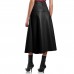 Laverapelle Women's Lambskin Leather High Waisted  A-Line Midi Skirts (Black, Midi Skirt) - 2625004