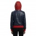 Laverapelle Super Girl Red Blue Faux Leather Bomber style hooded Jacket - 1521636