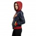 Laverapelle Super Girl Red Blue Faux Leather Bomber style hooded Jacket - 1521636