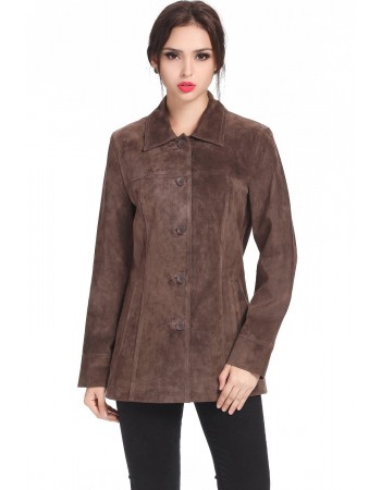Laverapelle Women's Genuine Cow suede Leather Coat (Officer Coat) - 1522657 Laverapelle Women's Genuine Cow suede Leather Coat (Officer Coat) - 1522657