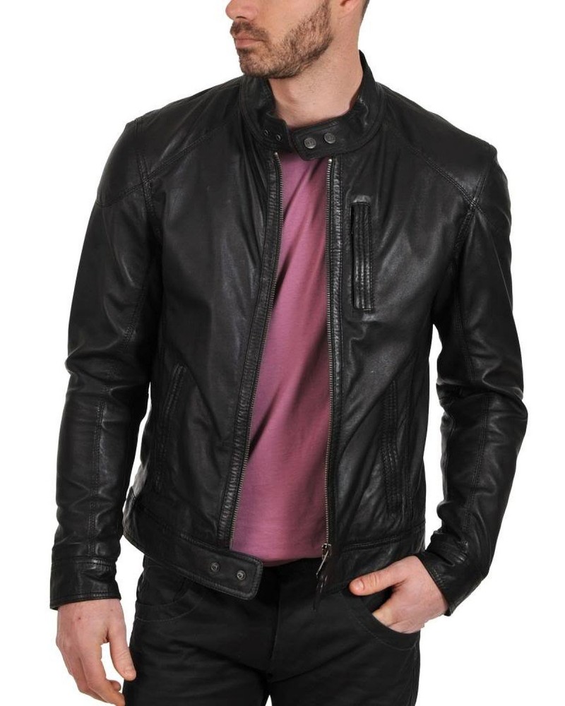 Laverapelle Men's Genuine Lambskin Leather Jacket (Racer Jacket) - 1501069