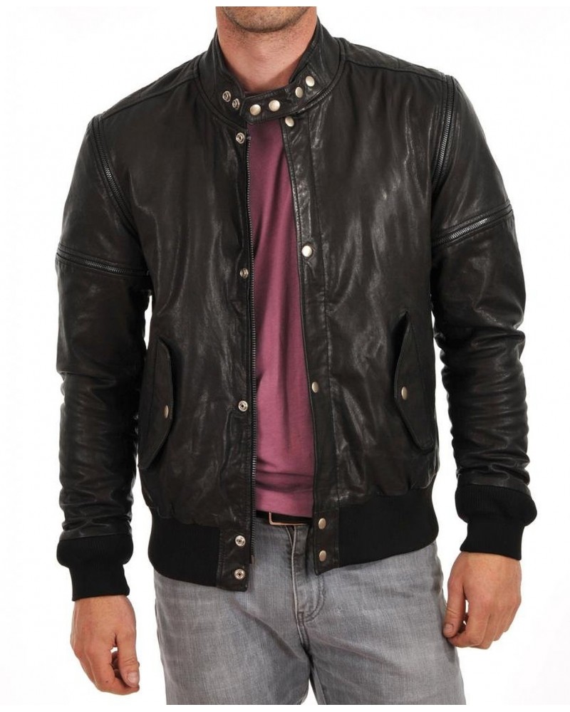 Laverapelle Men's Genuine Lambskin Leather Jacket (Bomber Jacket) - 1501594
