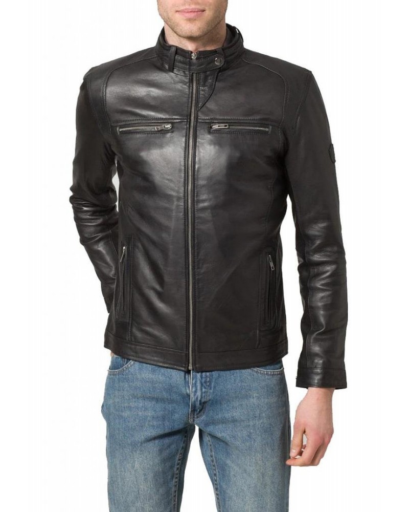 Laverapelle Men's Genuine Lambskin Leather Jacket (Racer Jacket) - 1501578