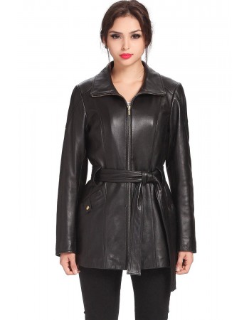 Laverapelle Women's Genuine Lambskin Leather Coat (Trench Coat) - 1522691