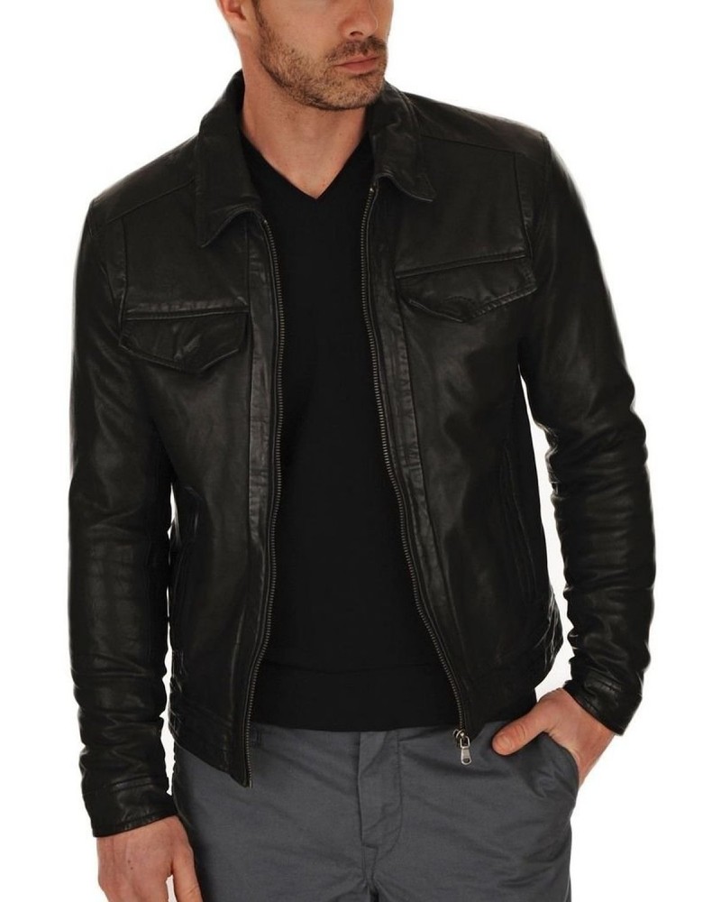Laverapelle Men's Genuine Lambskin Leather Jacket (Officer Jacket) - 1501350