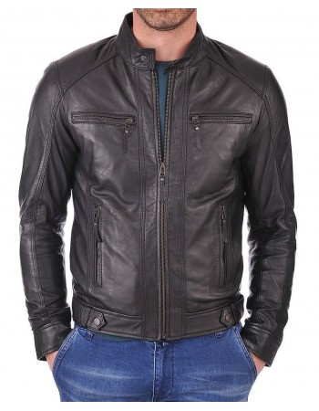 Laverapelle Men's Genuine Lambskin Leather Jacket (Racer Jacket) - 1501058