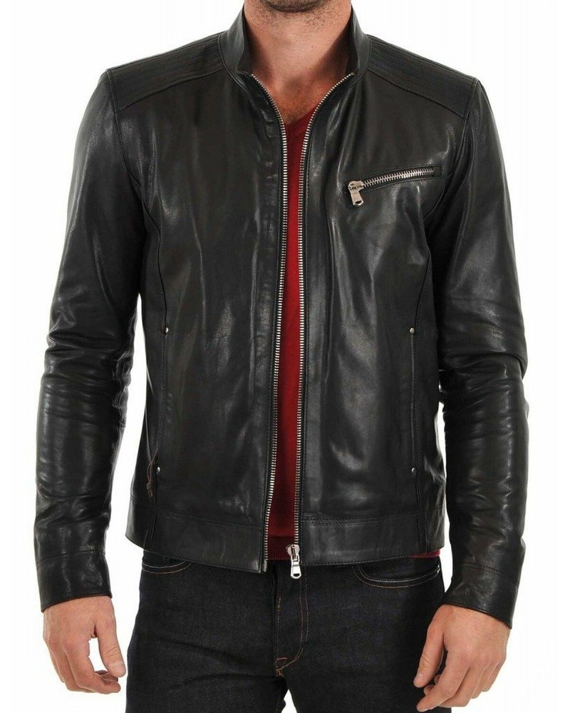 Laverapelle Men's Genuine Lambskin Leather Jacket (Racer Jacket) - 1501447