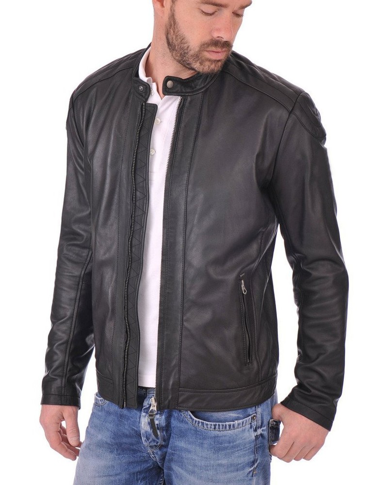 Laverapelle Men's Genuine Lambskin Leather Jacket (Racer Jacket) - 1501469